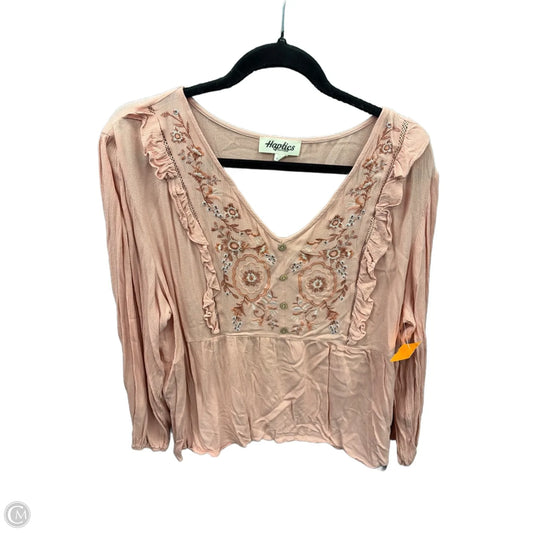 Top Long Sleeve By Haptics In Pink, Size: 1x