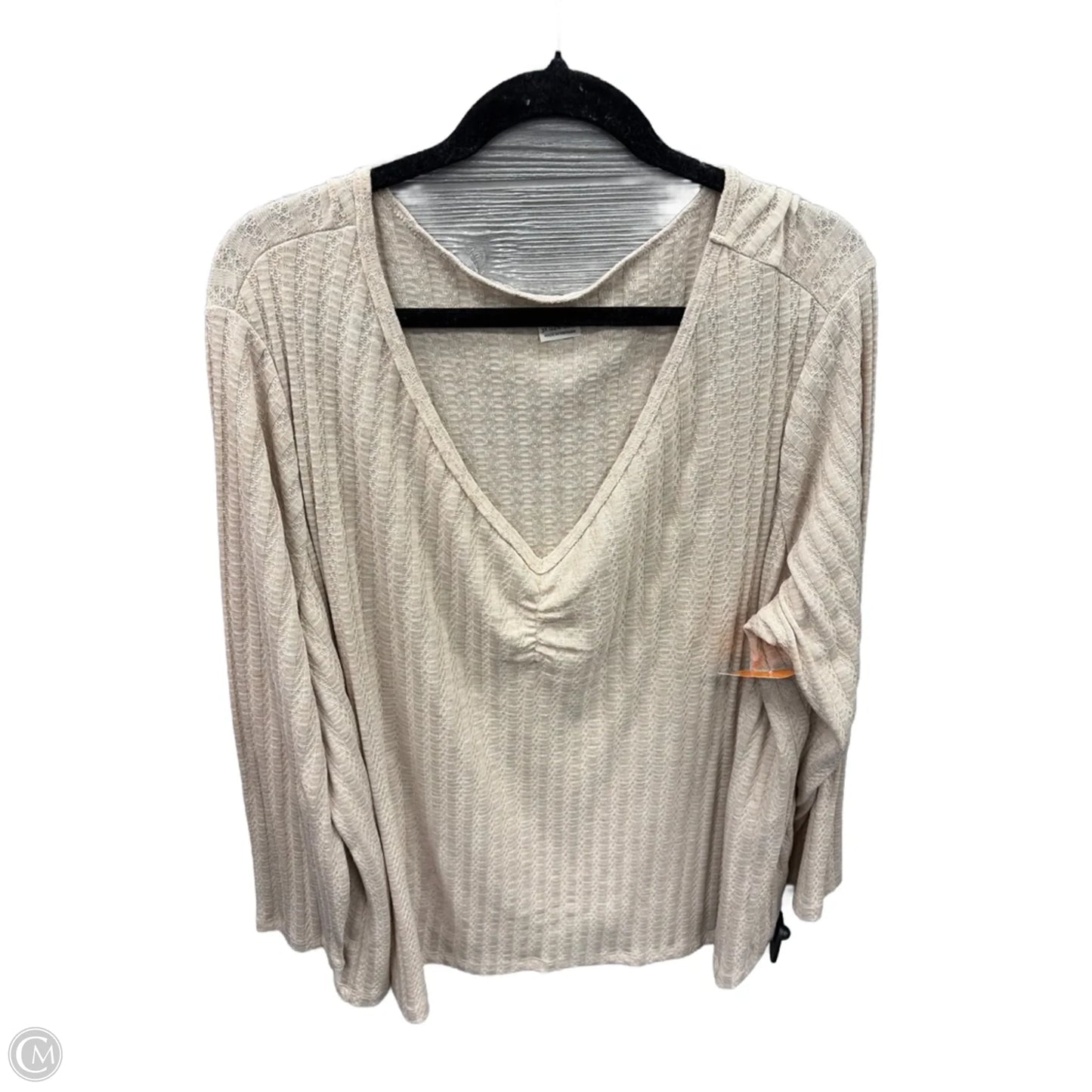 Top Long Sleeve By Terra & Sky In Beige, Size: 3x