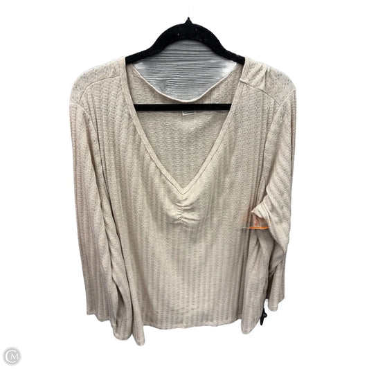Top Long Sleeve By Terra & Sky In Beige, Size: 3x