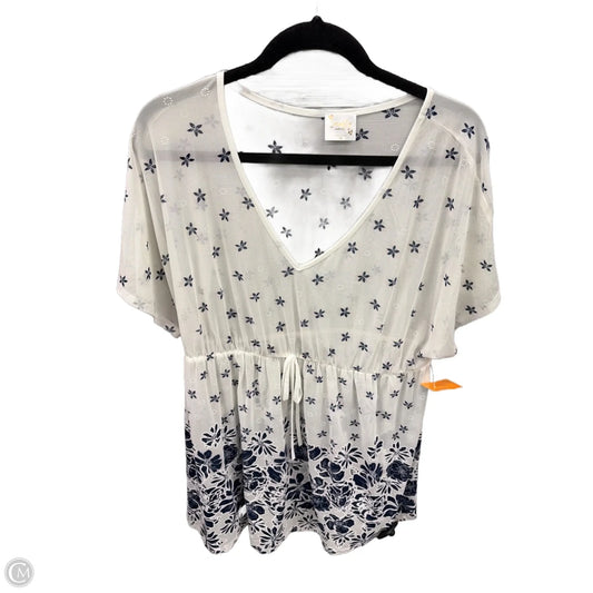 Top Short Sleeve By Siren Lily In Blue & White, Size: 1x