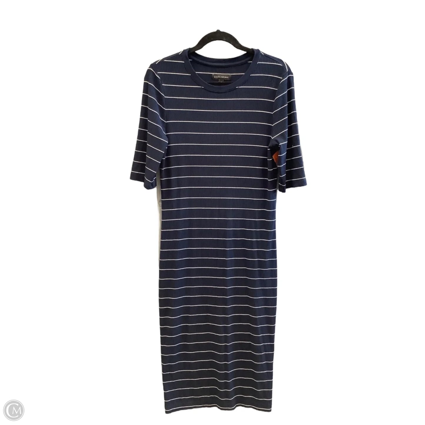 Dress Casual Maxi By Banana Republic In Blue & White, Size: M