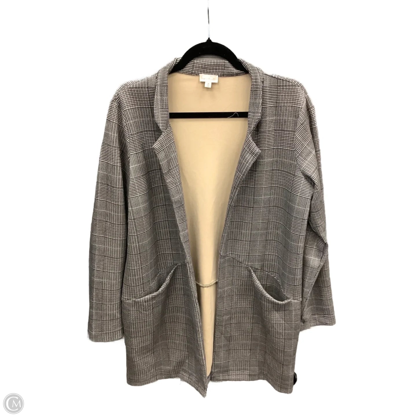 Coat Trench Coat By Hem & Thread In Grey, Size: M