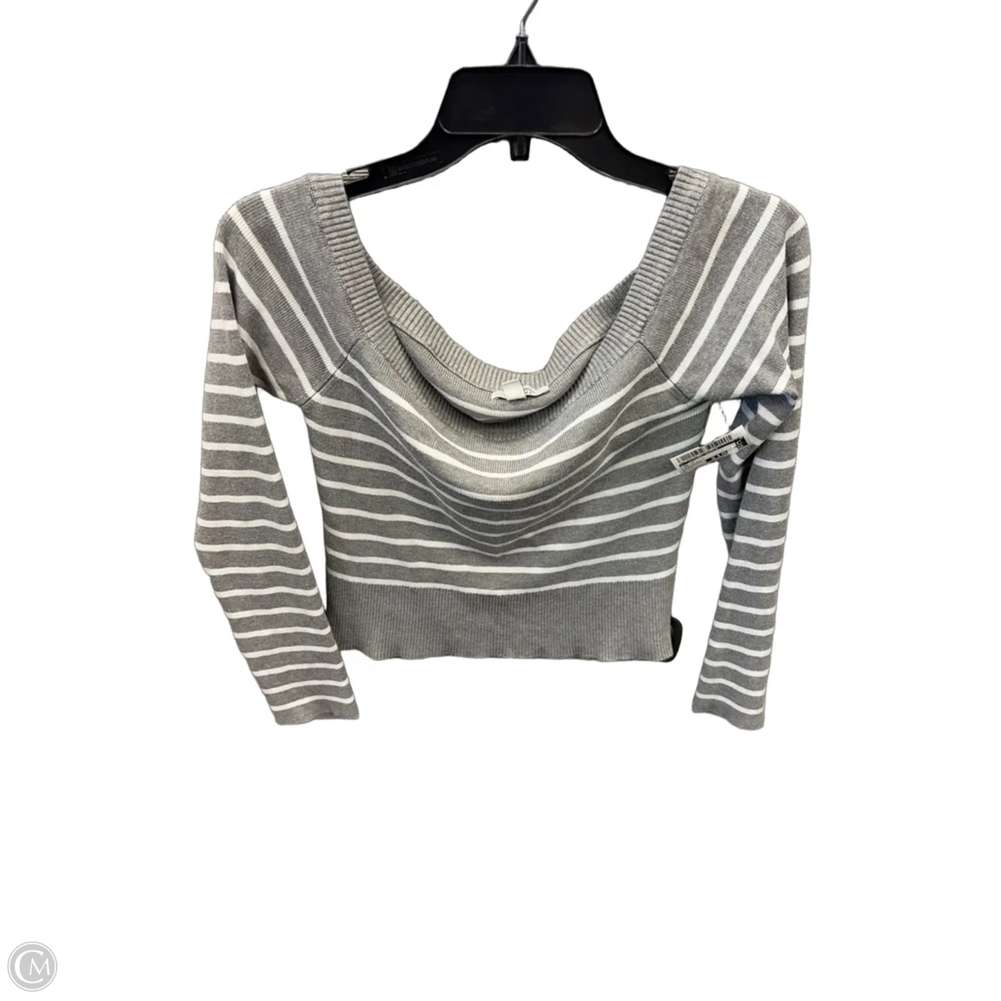 Top Long Sleeve By Clothes Mentor In Grey & White, Size: L