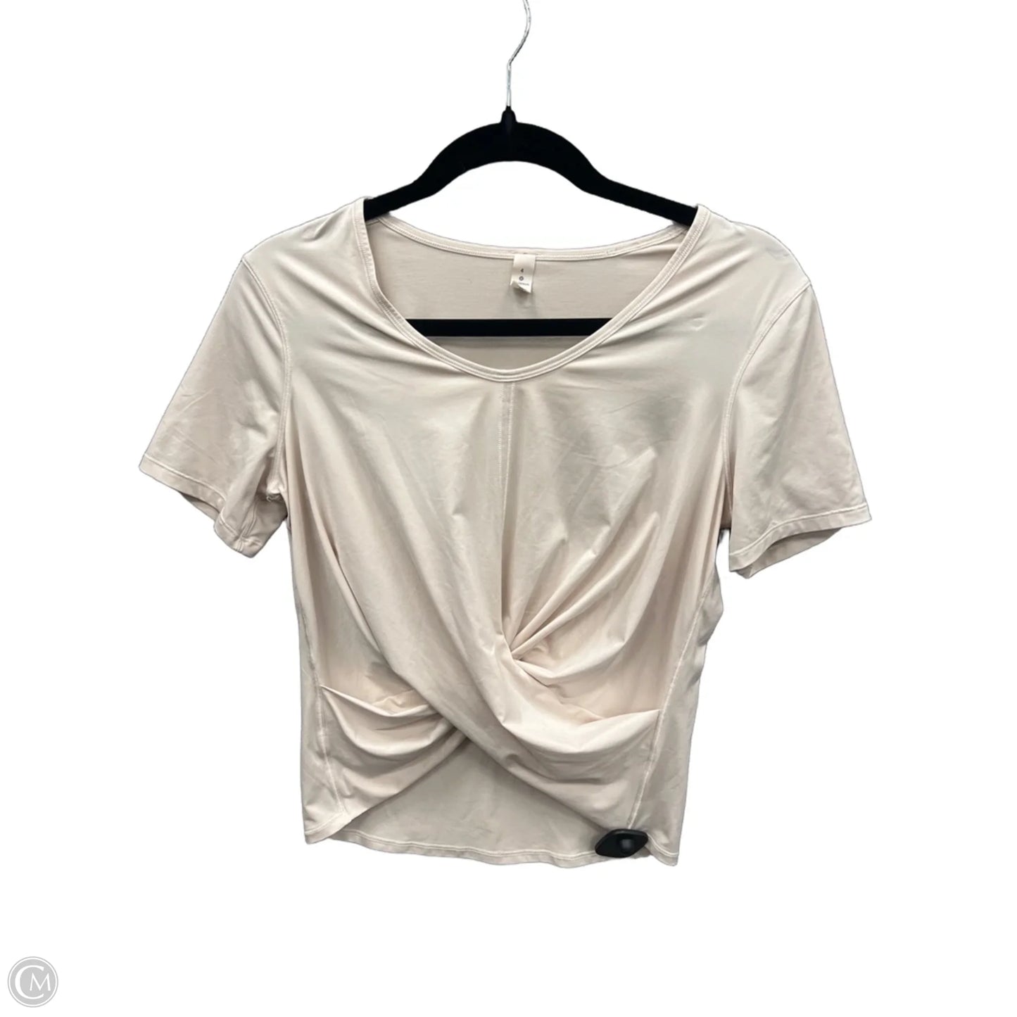 Athletic Top Short Sleeve By Lululemon In Beige, Size: S