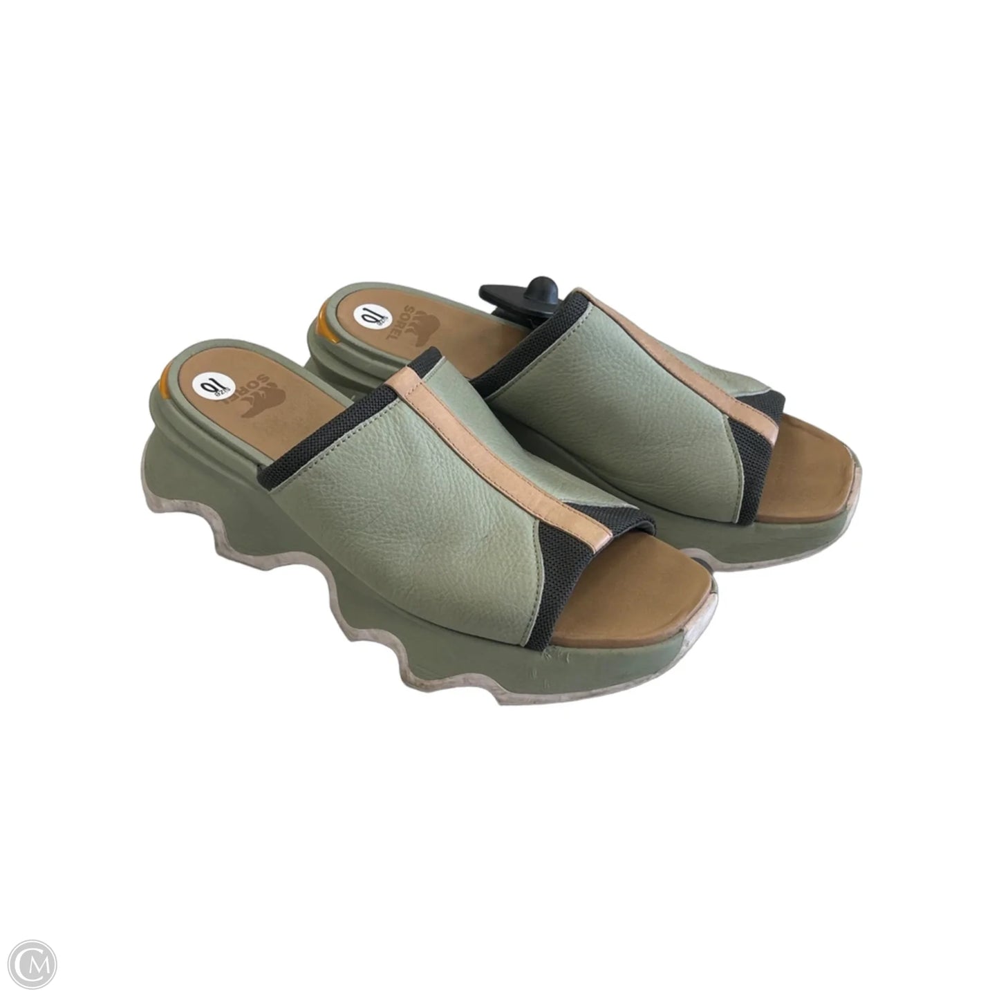 Sandals Heels Block By Sorel In Green, Size: 10