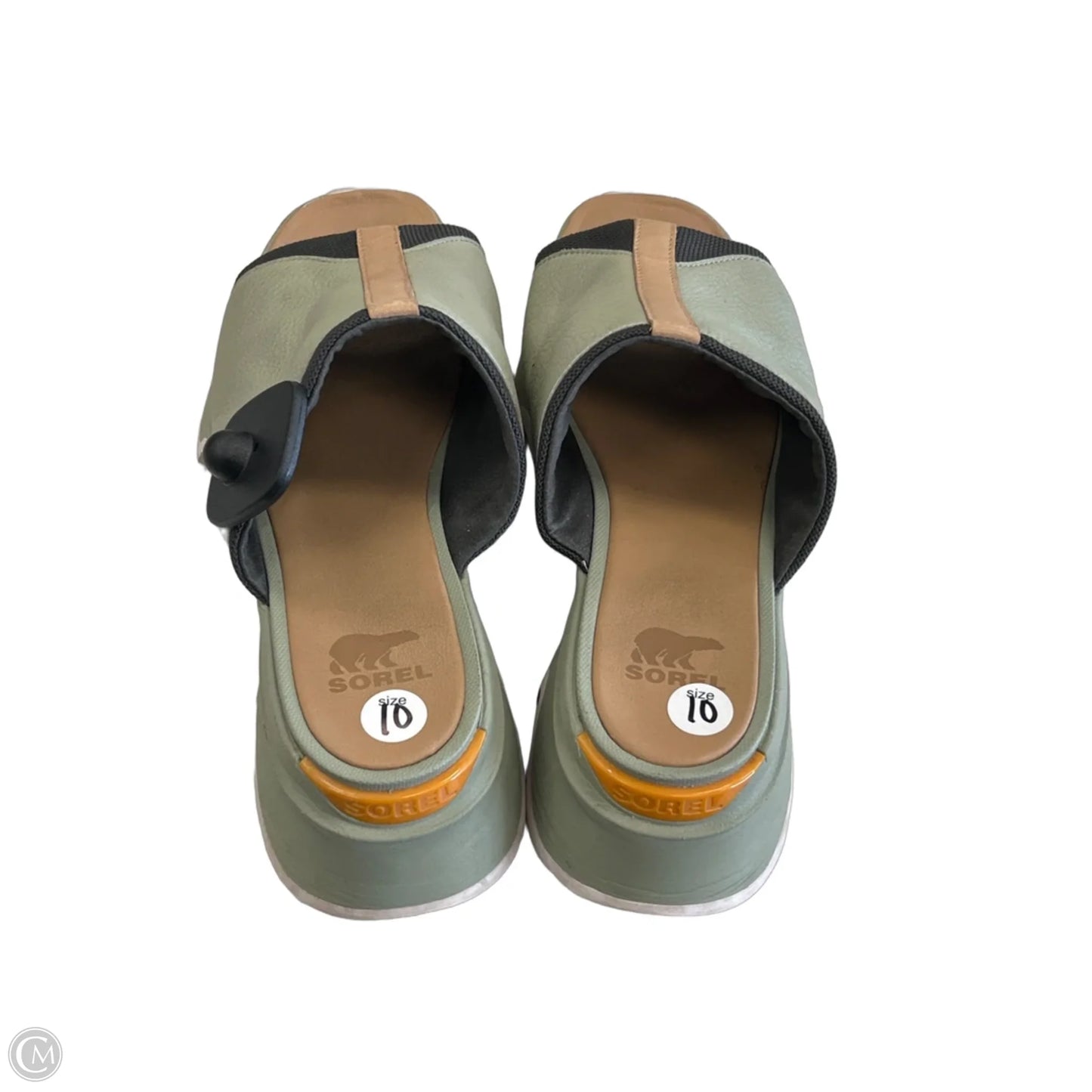 Sandals Heels Block By Sorel In Green, Size: 10