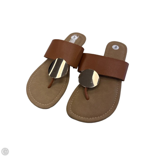 Sandals Flats By Clothes Mentor In Brown, Size: 9