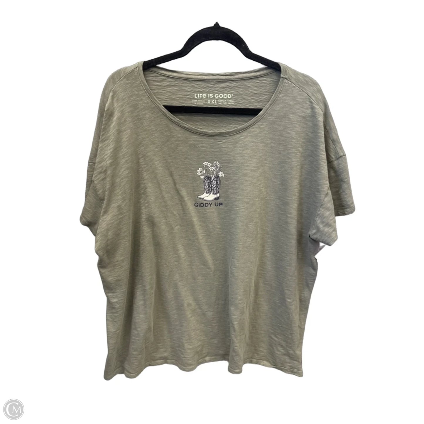 Top Short Sleeve By Life Is Good In Green, Size: Xxl