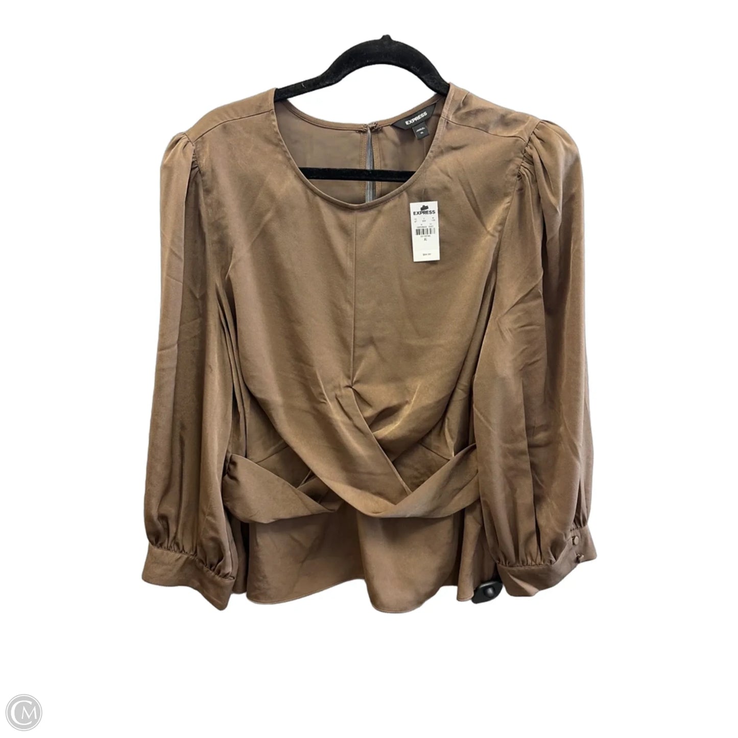 Top Long Sleeve By Express In Brown, Size: Xl