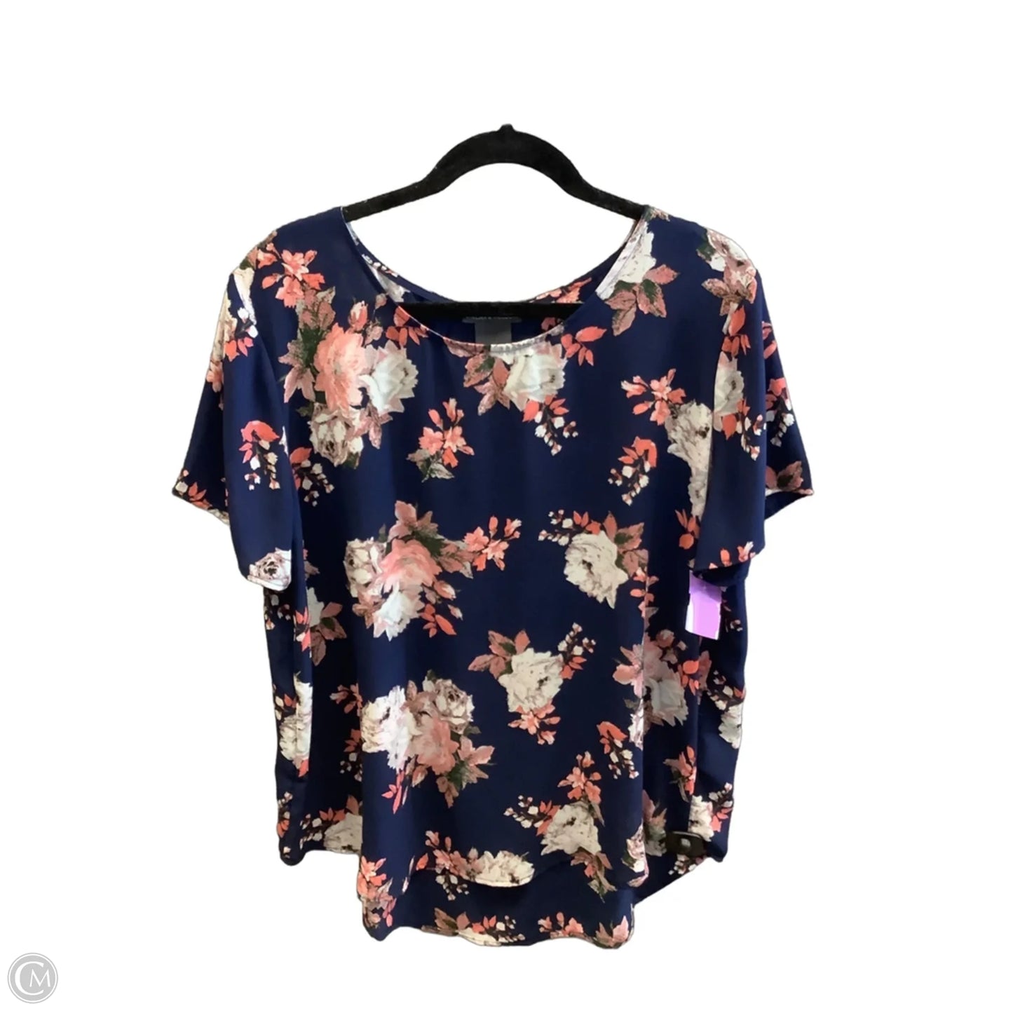 Top Short Sleeve By Chelsea And Theodore In Floral Print, Size: Xxl