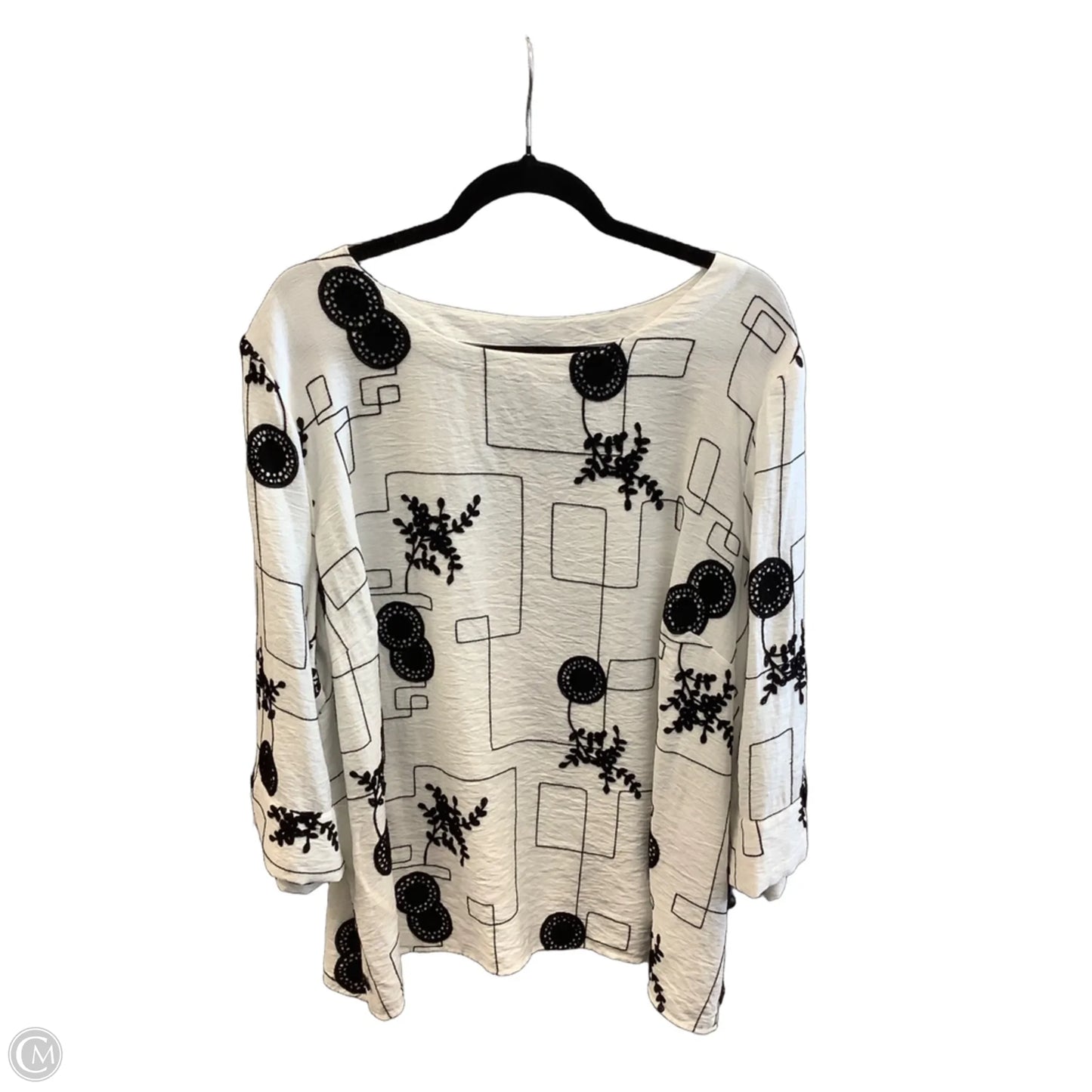 Top Long Sleeve By Alfred Dunner In Black & White, Size: 2x