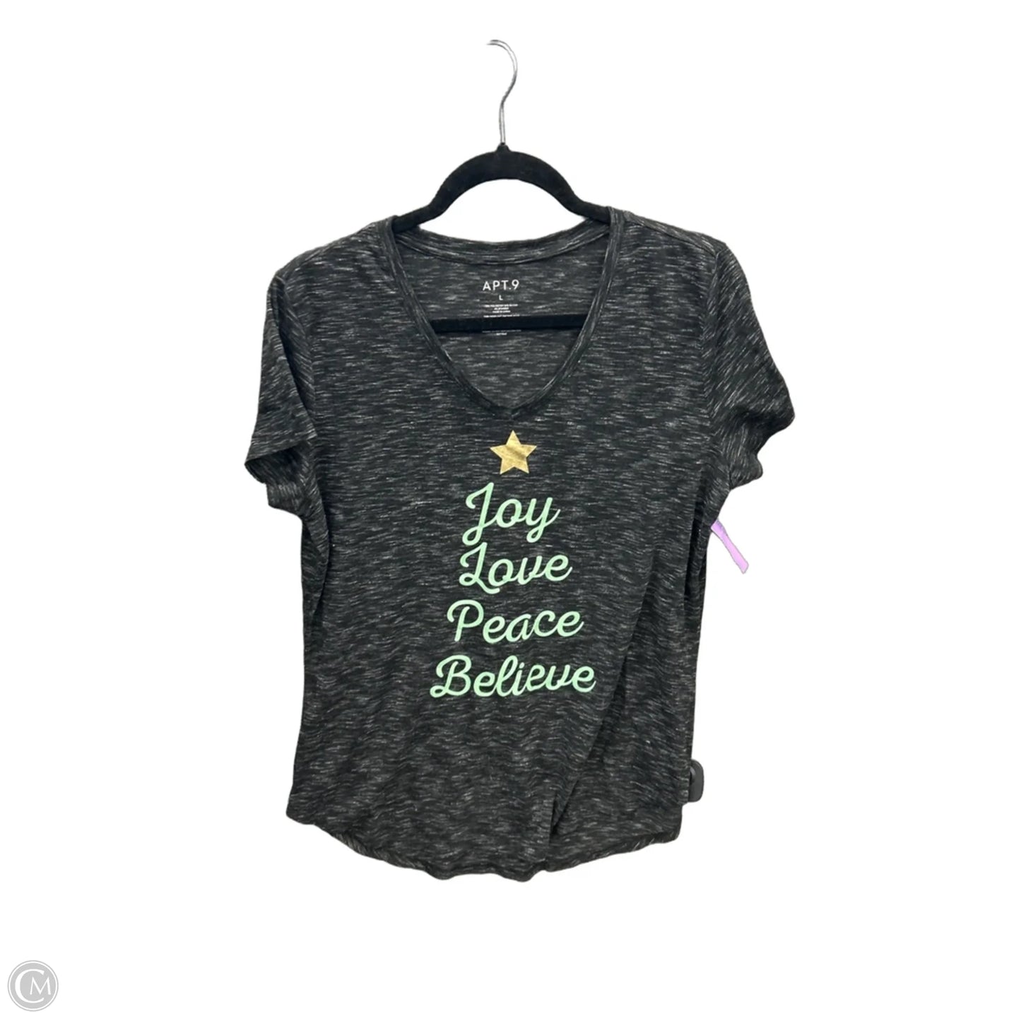Top Short Sleeve By Apt 9 In Black, Size: L