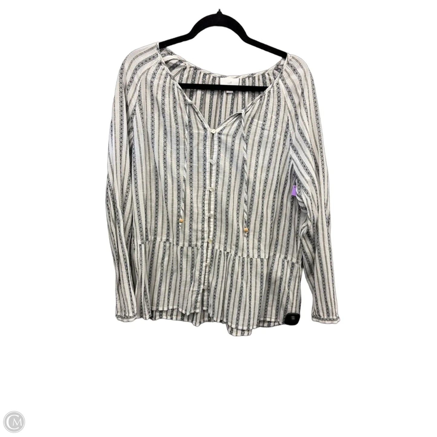 Top Long Sleeve By J. Jill In Striped Pattern, Size: L