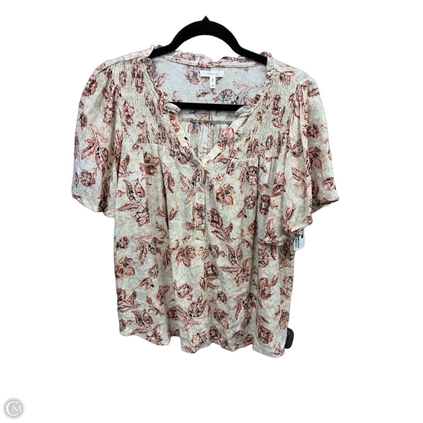 Top Short Sleeve By Maurices In Floral Print, Size: M