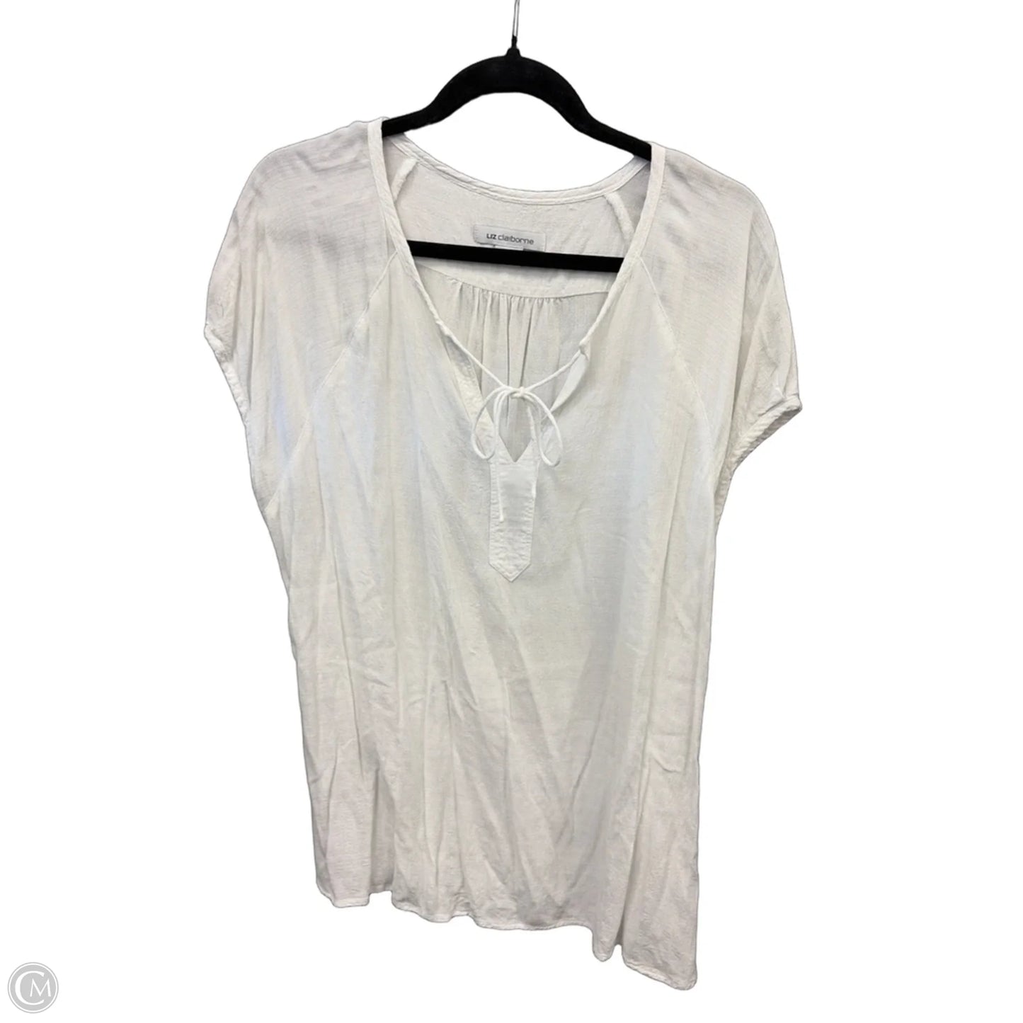 Top Short Sleeve By Liz Claiborne In White, Size: Xl