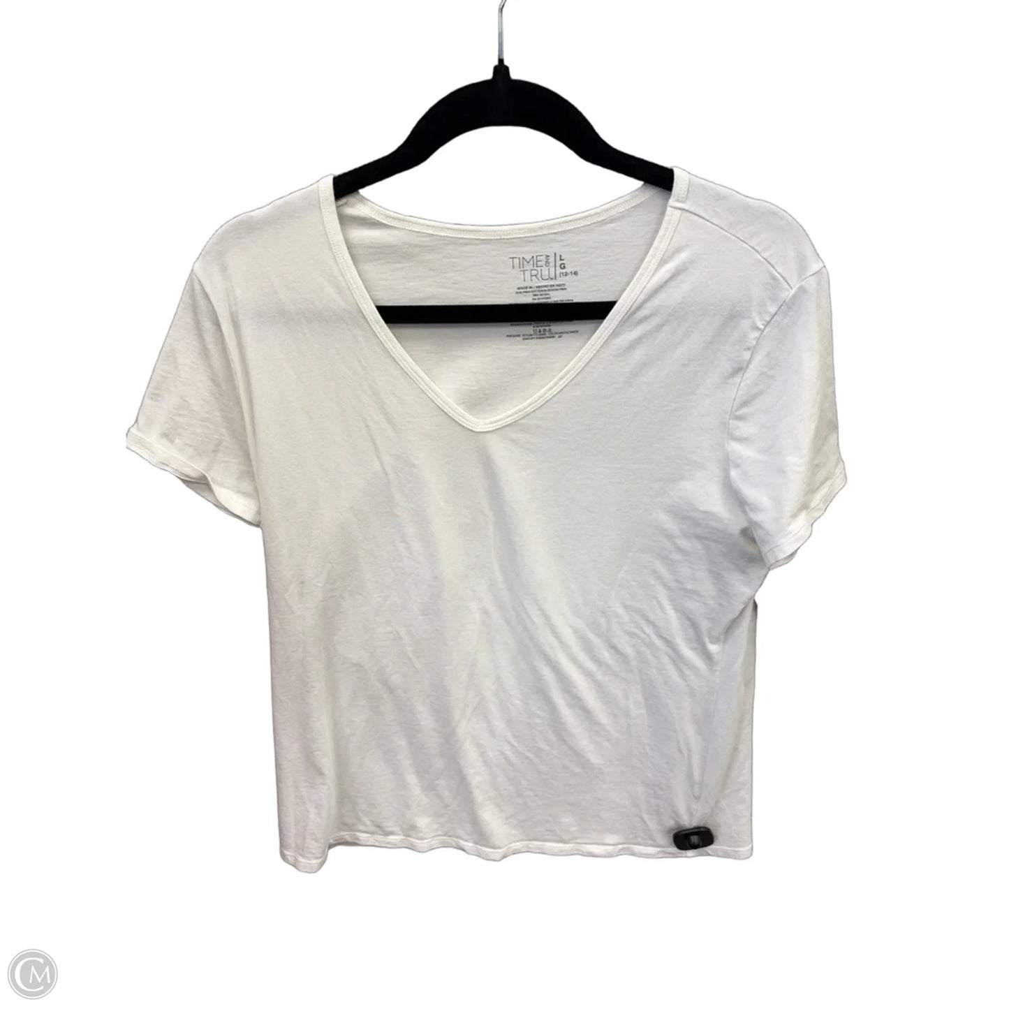 Top Short Sleeve By Time And Tru In White, Size: L