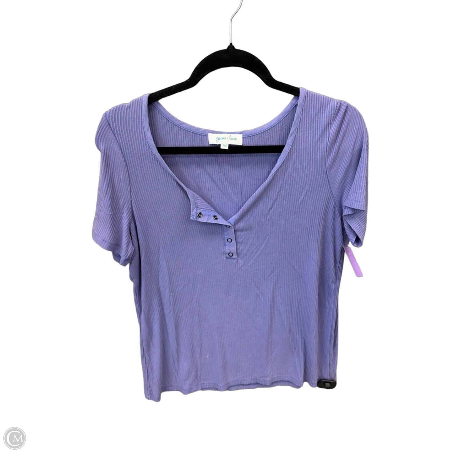 Top Short Sleeve By Grace & Lace In Purple, Size: M