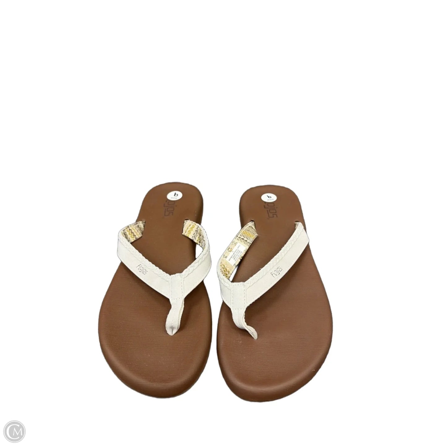 Sandals Flip Flops By Clothes Mentor In Brown & White, Size: 9