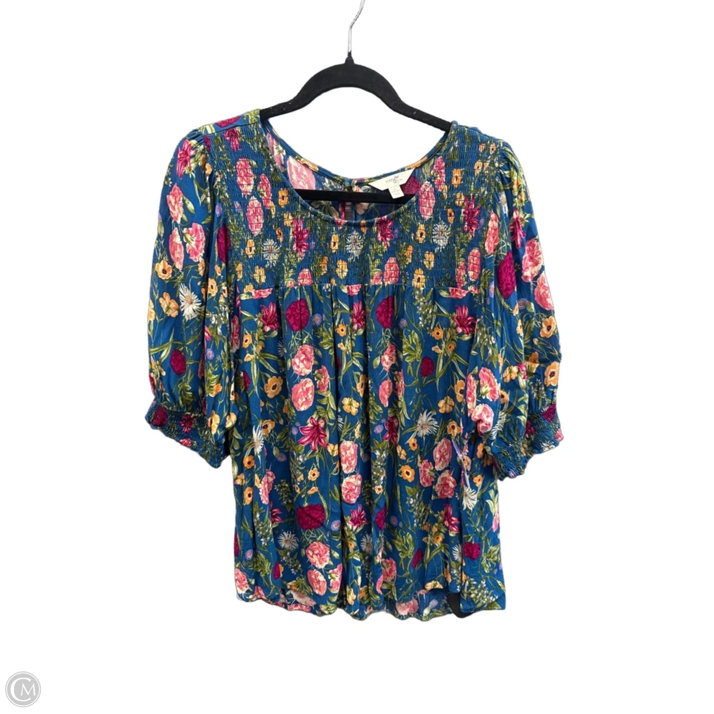 Top 3/4 Sleeve By Terra & Sky In Floral Print, Size: 1x