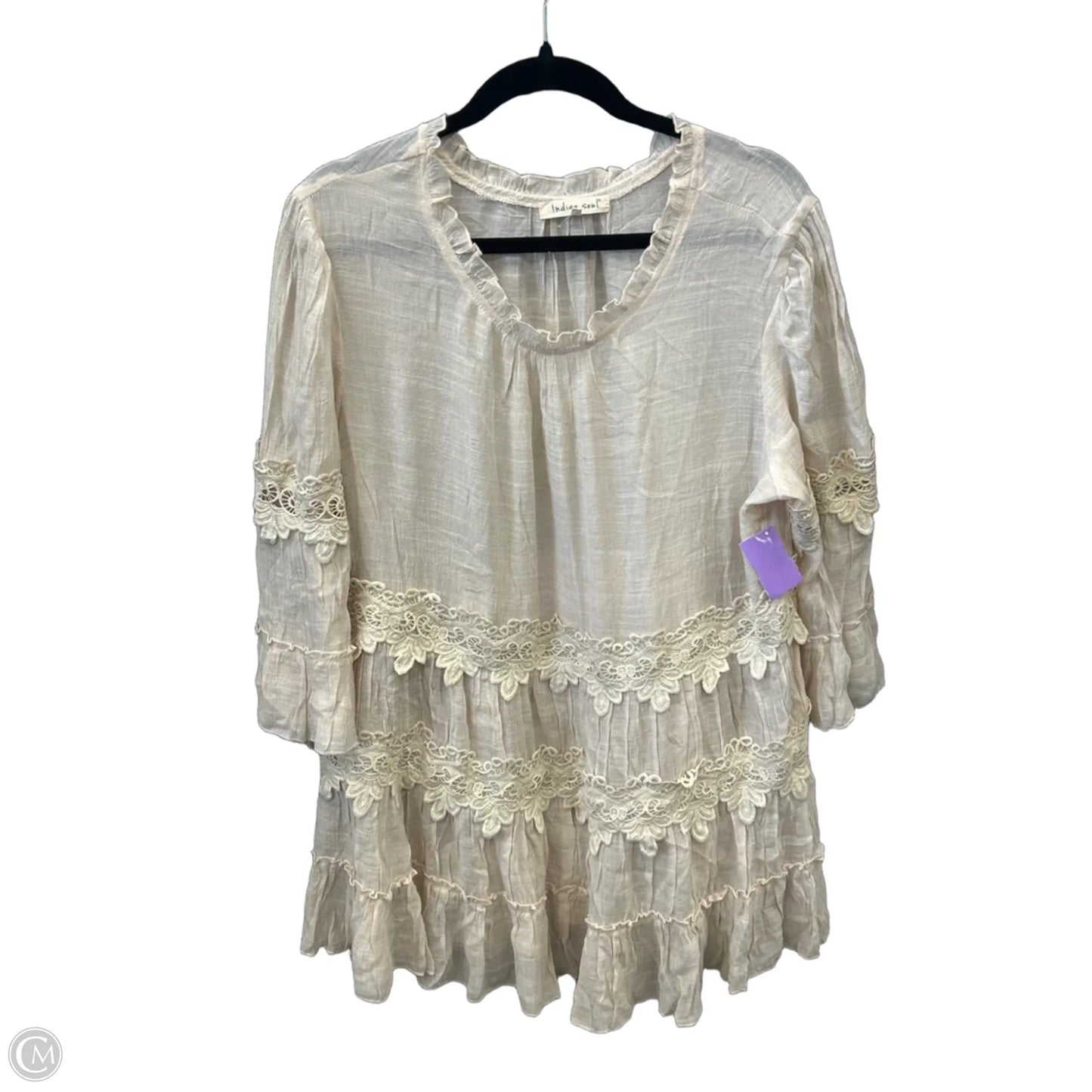 Dress Casual Midi By Indigo Soul In Beige, Size: Xl