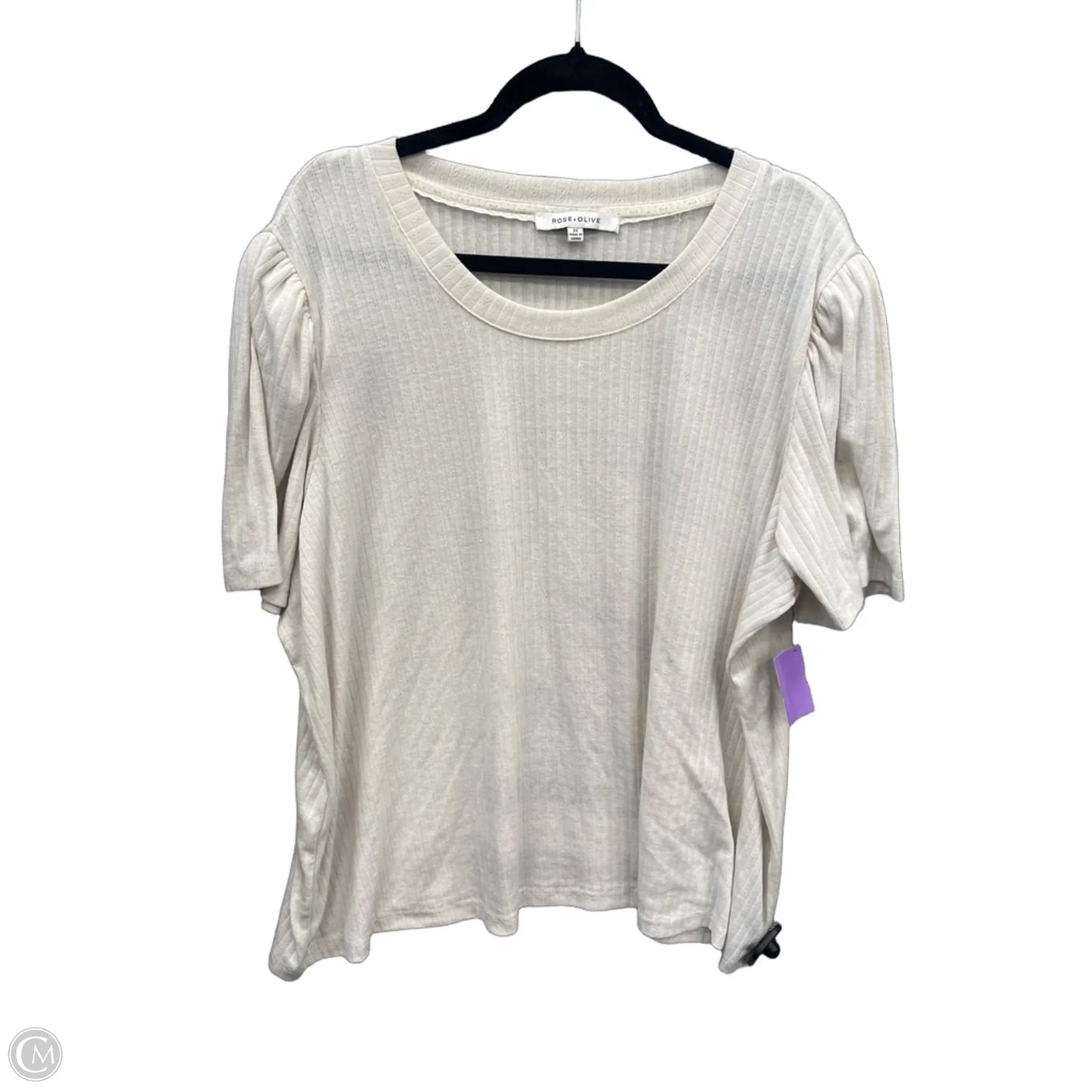 Top Short Sleeve By Rose And Olive In Beige, Size: 2x