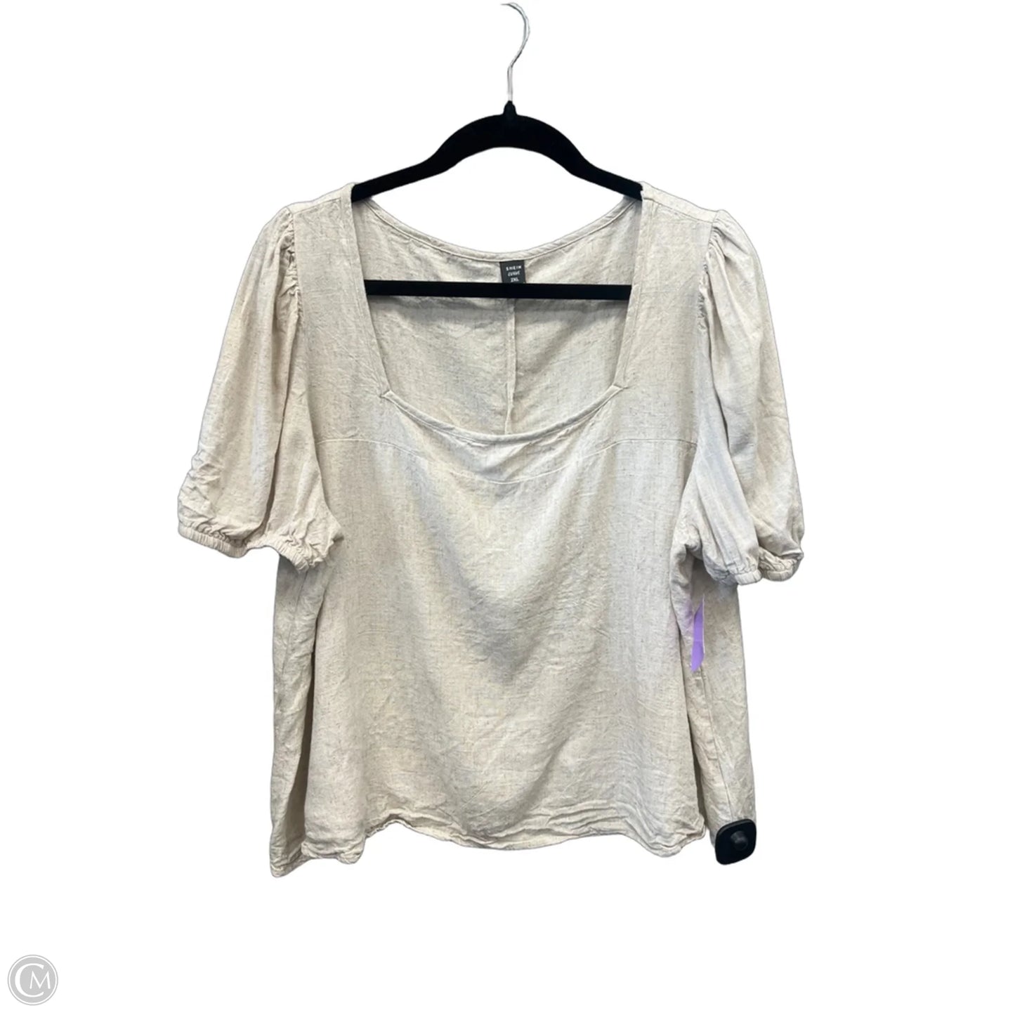 Top Short Sleeve By Shein In Beige, Size: 2x