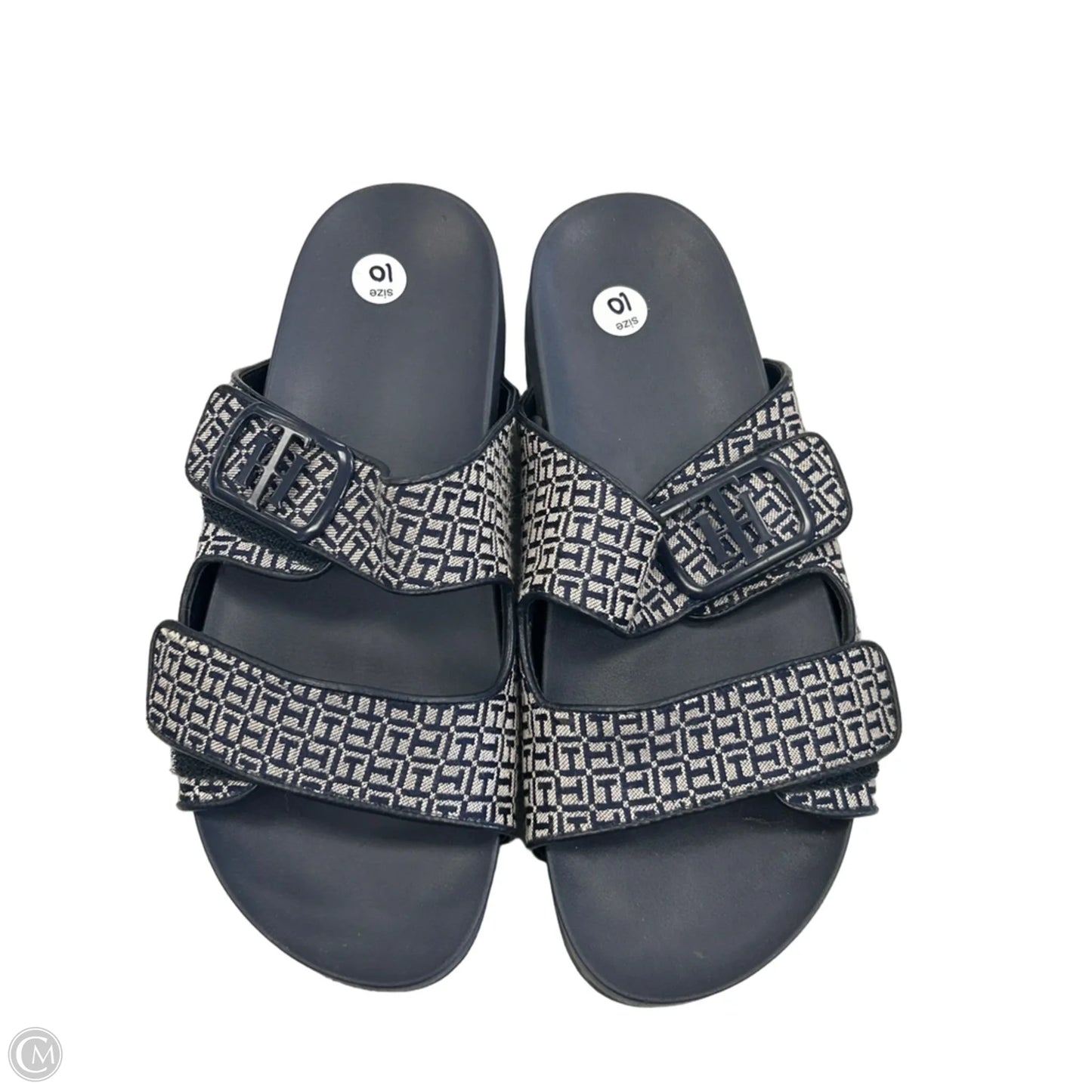 Sandals Flats By Tommy Hilfiger In Black & Blue, Size: 10
