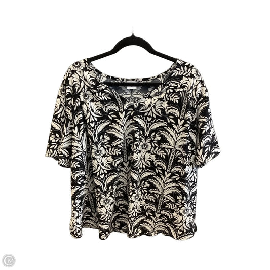 Top Short Sleeve By Croft And Barrow In Black & White, Size: 3x