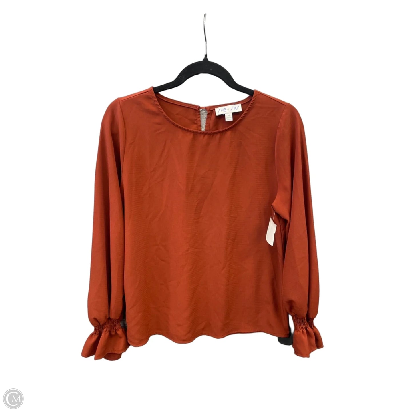 Top Long Sleeve By She + Sky In Orange, Size: M