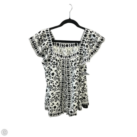 Top Short Sleeve By Max Studio In Black & White, Size: S
