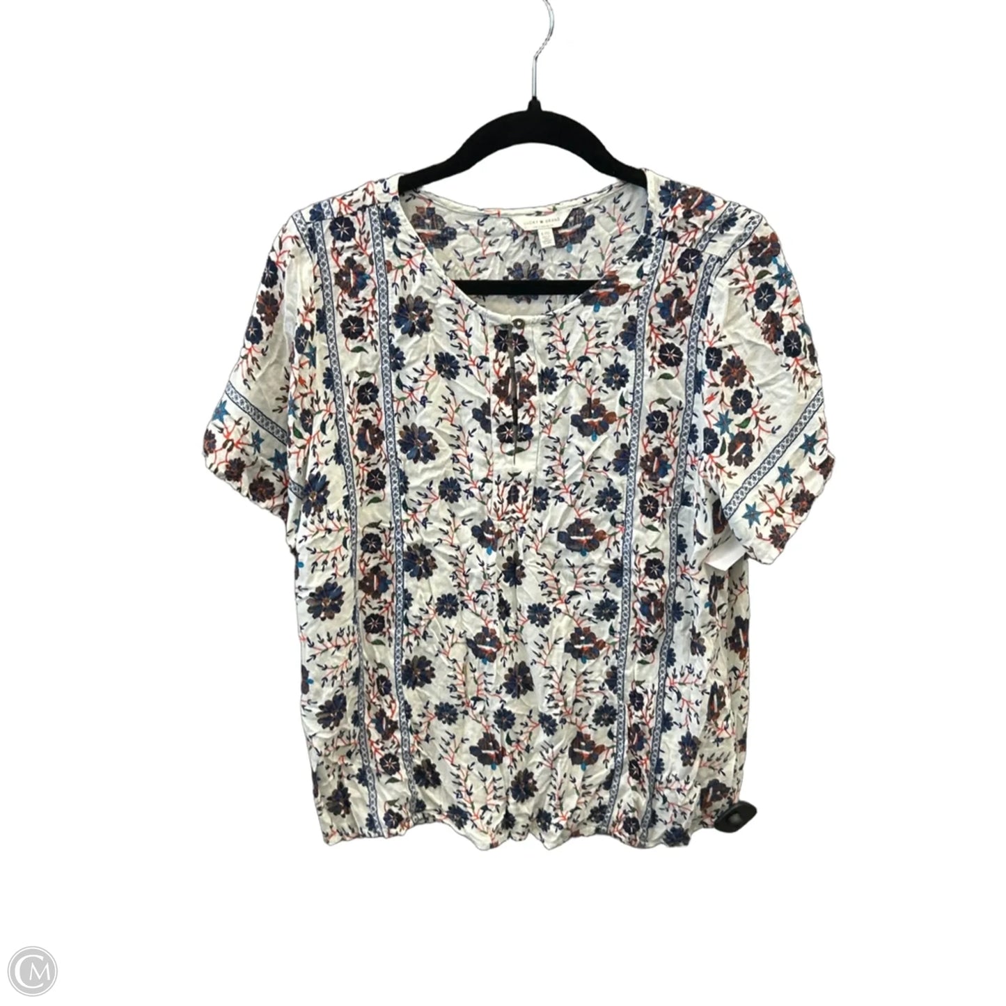 Top Short Sleeve By Lucky Brand In Floral Print, Size: L