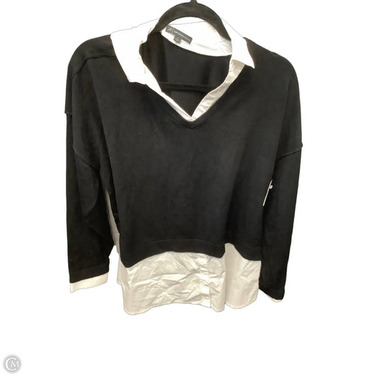 Top Long Sleeve By Adrianna Papell In Black & White, Size: L
