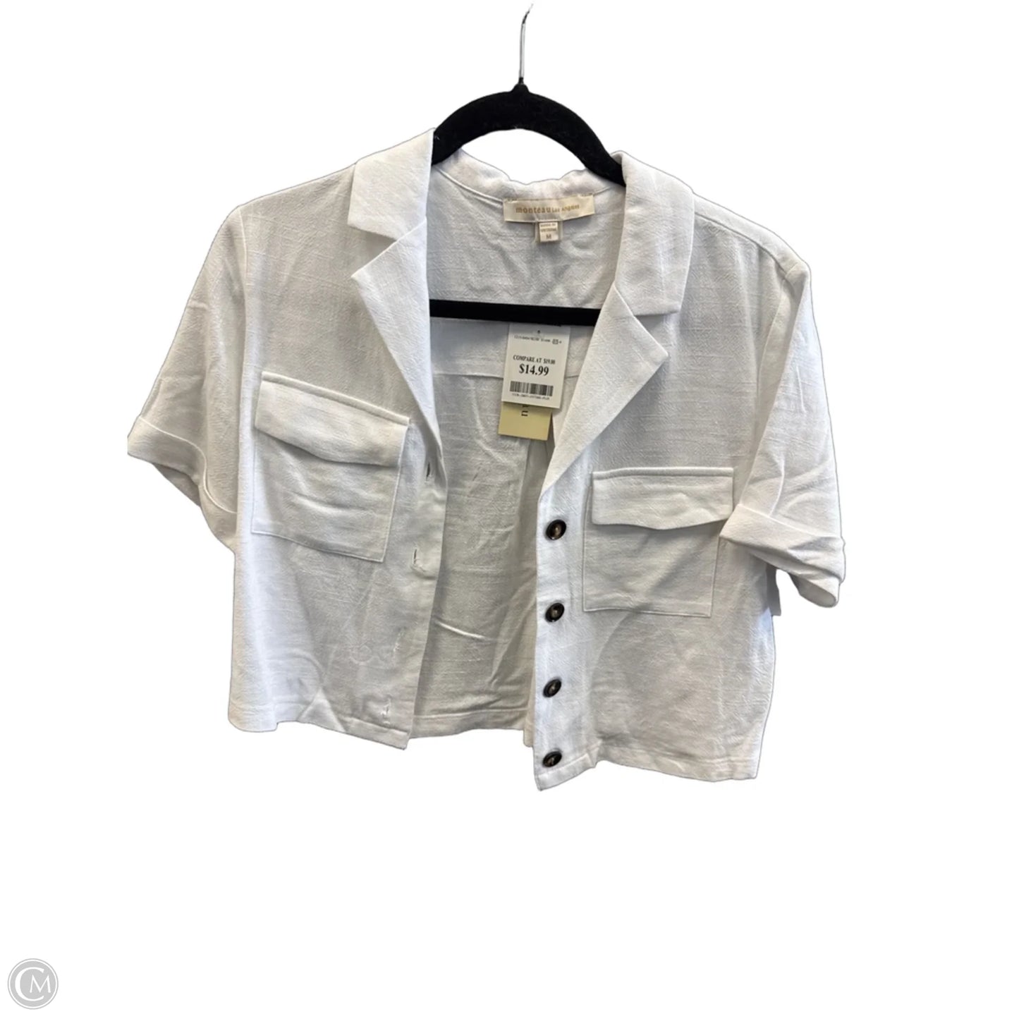 Top Short Sleeve By Monteau In White, Size: M