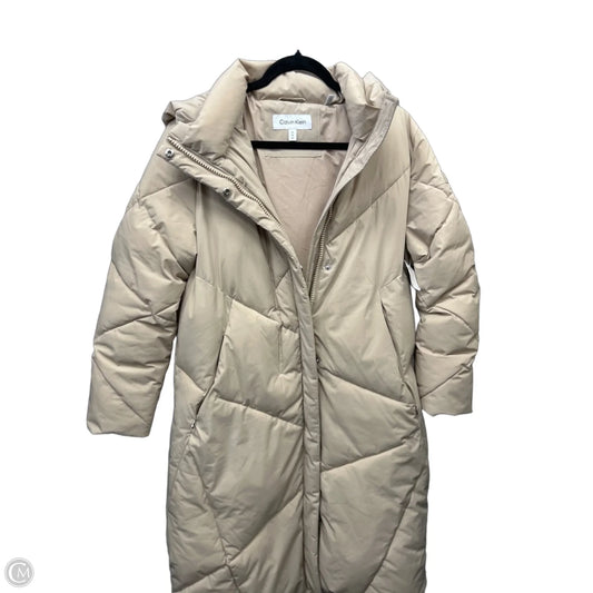Coat Puffer & Quilted By Calvin Klein In Beige, Size: M