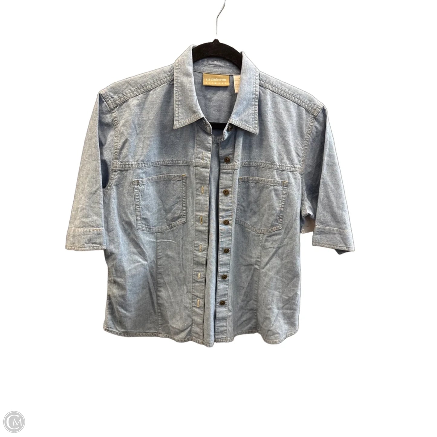 Top Short Sleeve By Liz Claiborne In Blue Denim, Size: M