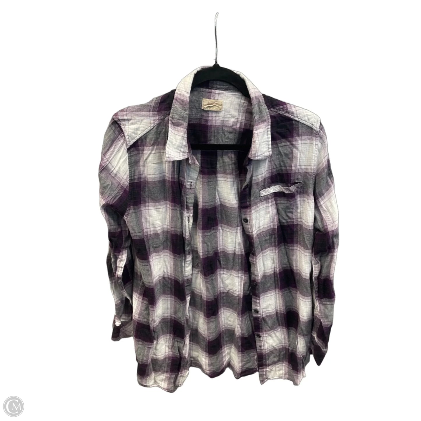 Top Long Sleeve By Clothes Mentor In Plaid Pattern, Size: M