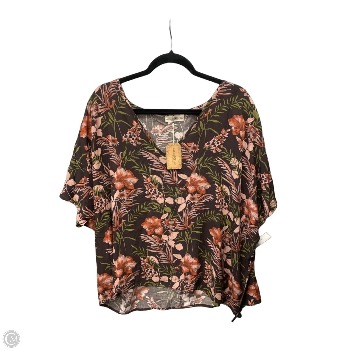 Top Short Sleeve By Natural Life In Floral Print, Size: Xl
