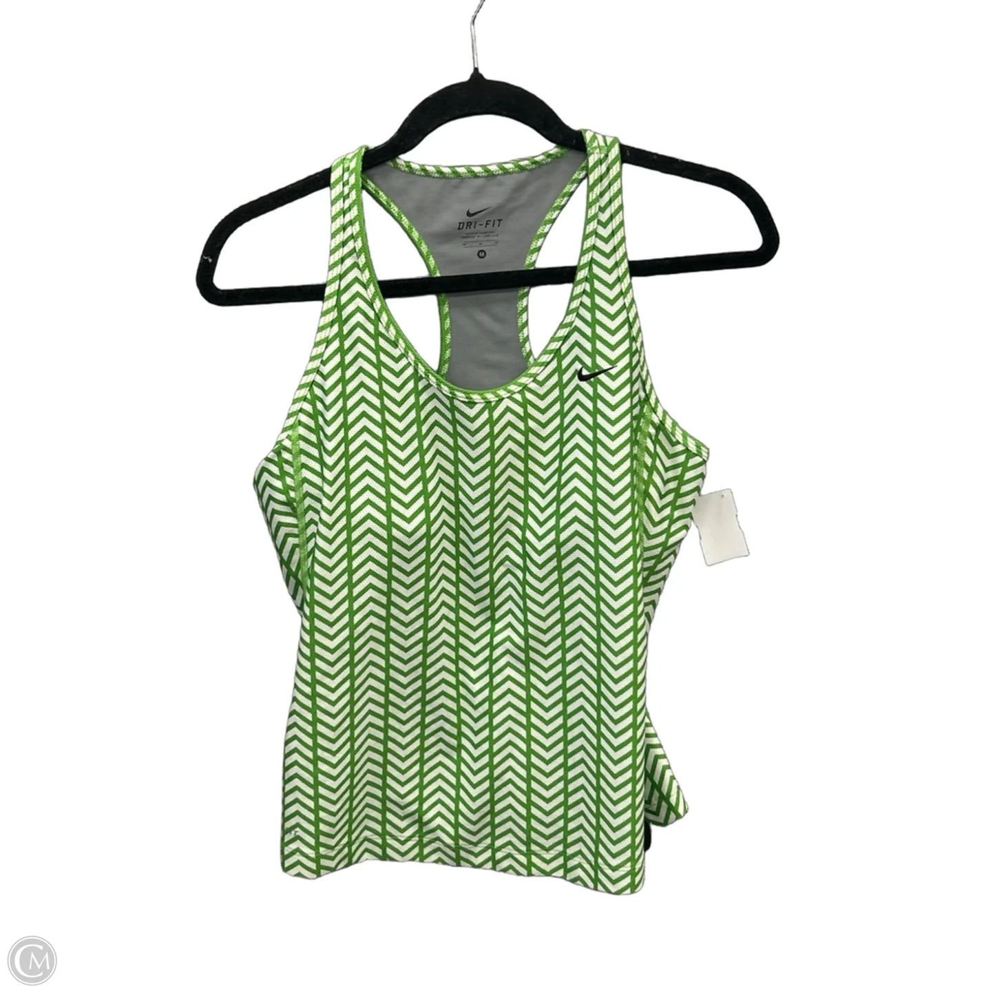 Athletic Tank Top By Nike In Green & White, Size: M
