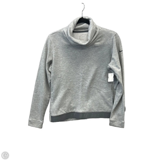 Athletic Top Long Sleeve Collar By Nike In Grey, Size: M