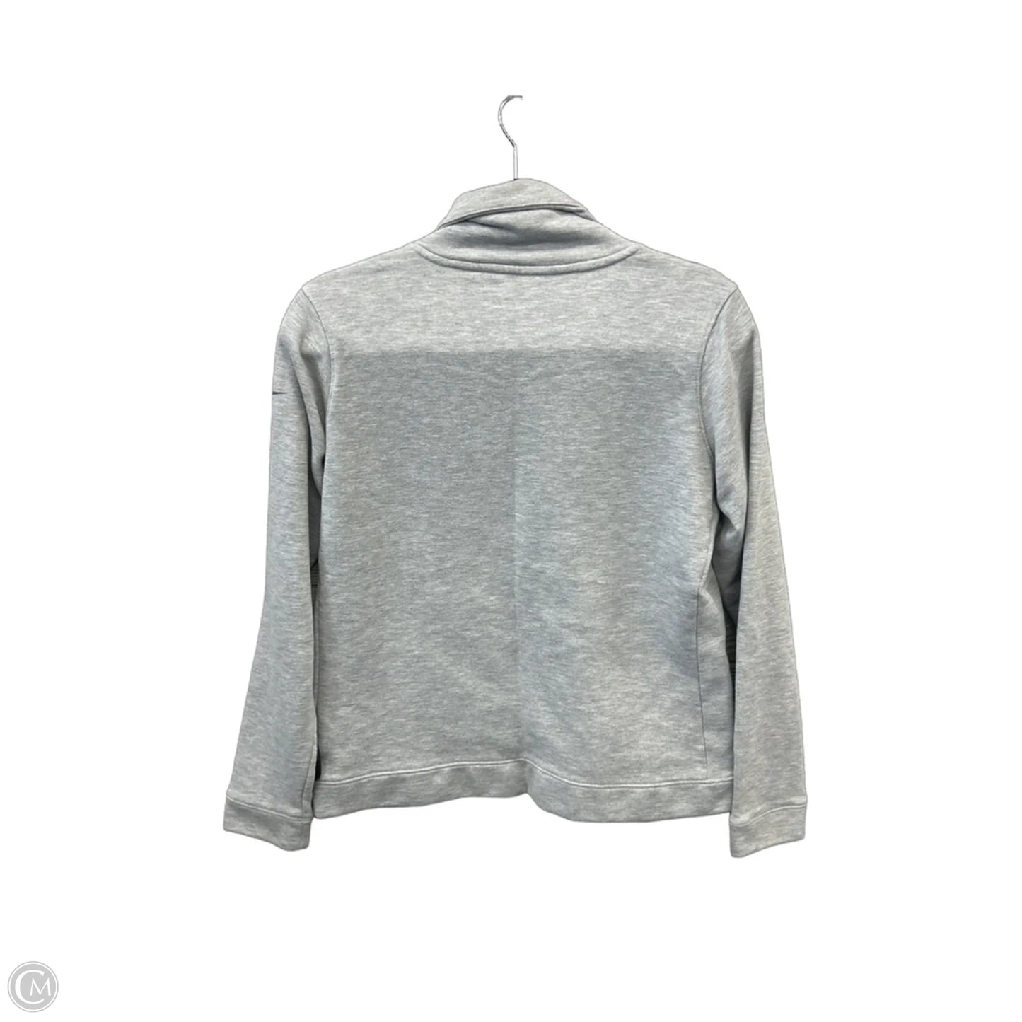 Athletic Top Long Sleeve Collar By Nike In Grey, Size: M