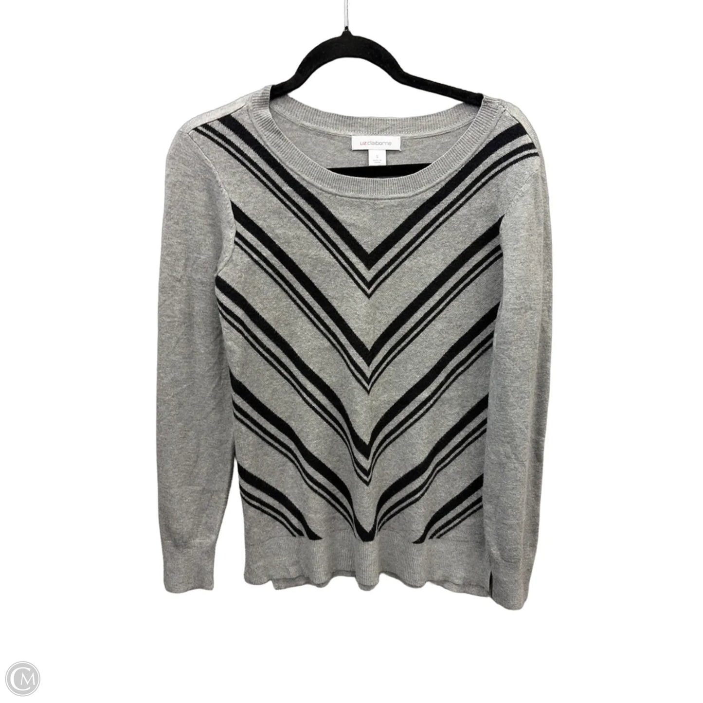 Top Long Sleeve By Liz Claiborne In Black & Grey, Size: S