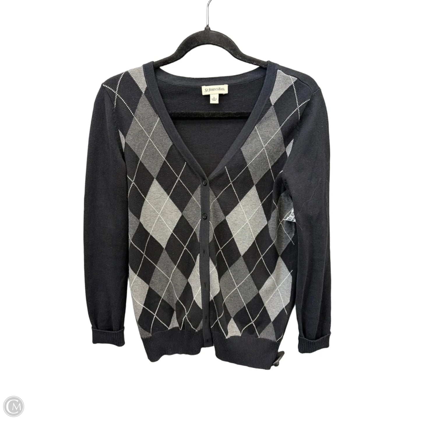 Top Long Sleeve By St Johns Bay In Black & Grey, Size: S
