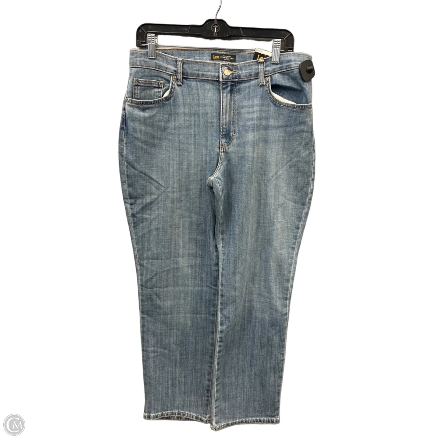 Jeans Straight By Lee In Blue Denim, Size: 12