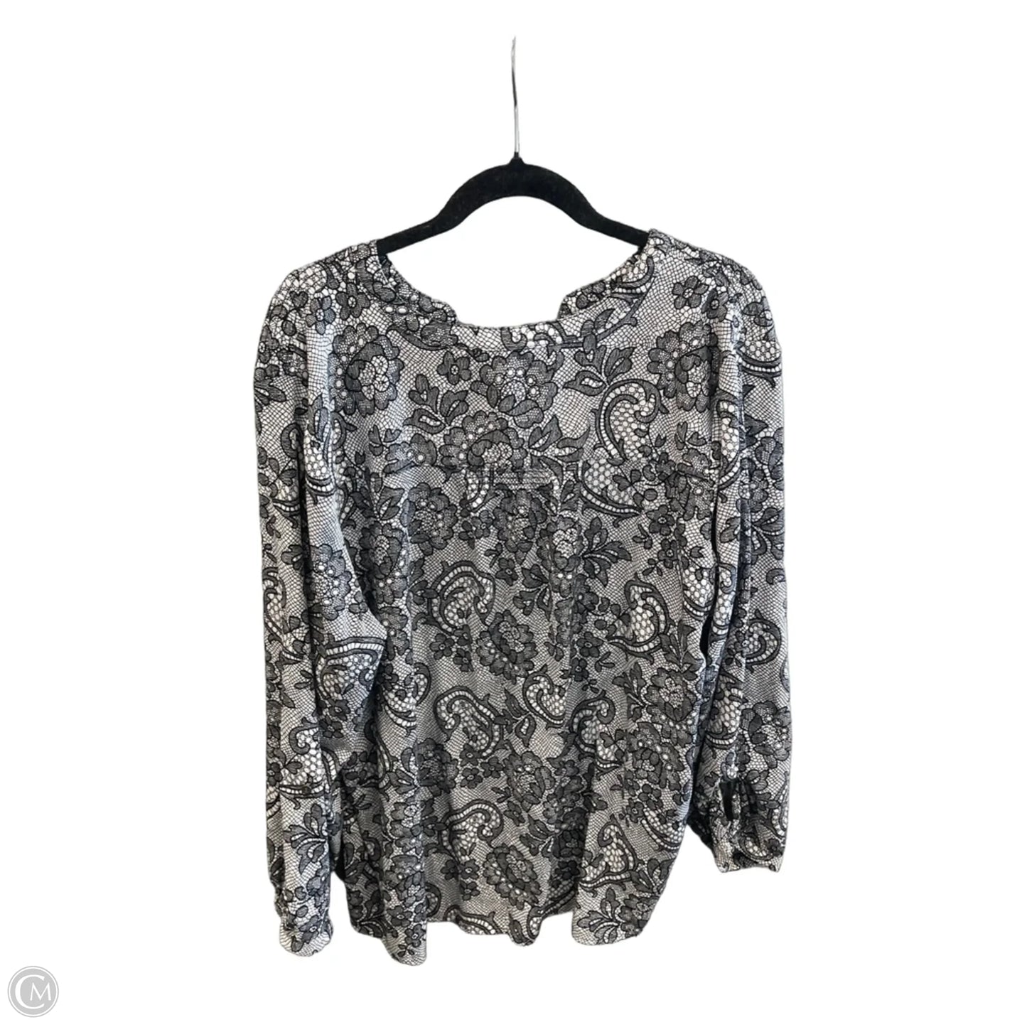 Top Long Sleeve By Croft And Barrow In Black & White, Size: 2x
