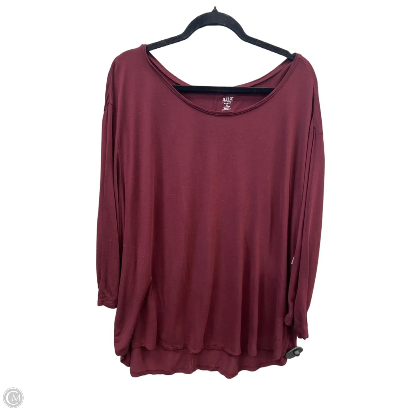 Top Long Sleeve By Ana In Maroon, Size: 2x