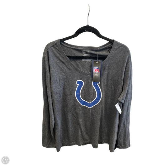 Top Long Sleeve By Fanatics In Grey, Size: 3x