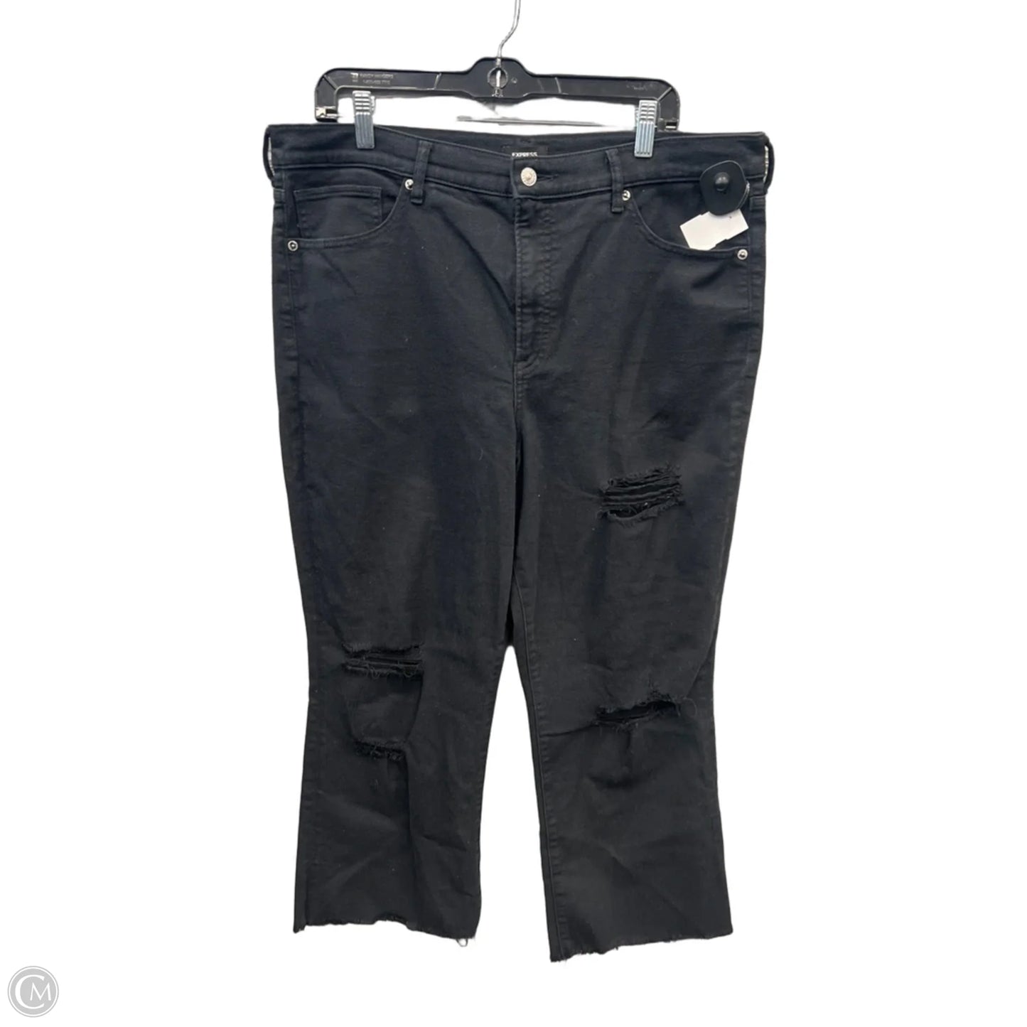 Jeans Straight By Express In Black Denim, Size: 16