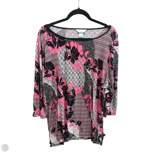 Top Long Sleeve By Cj Banks In Black & Pink, Size: 1x