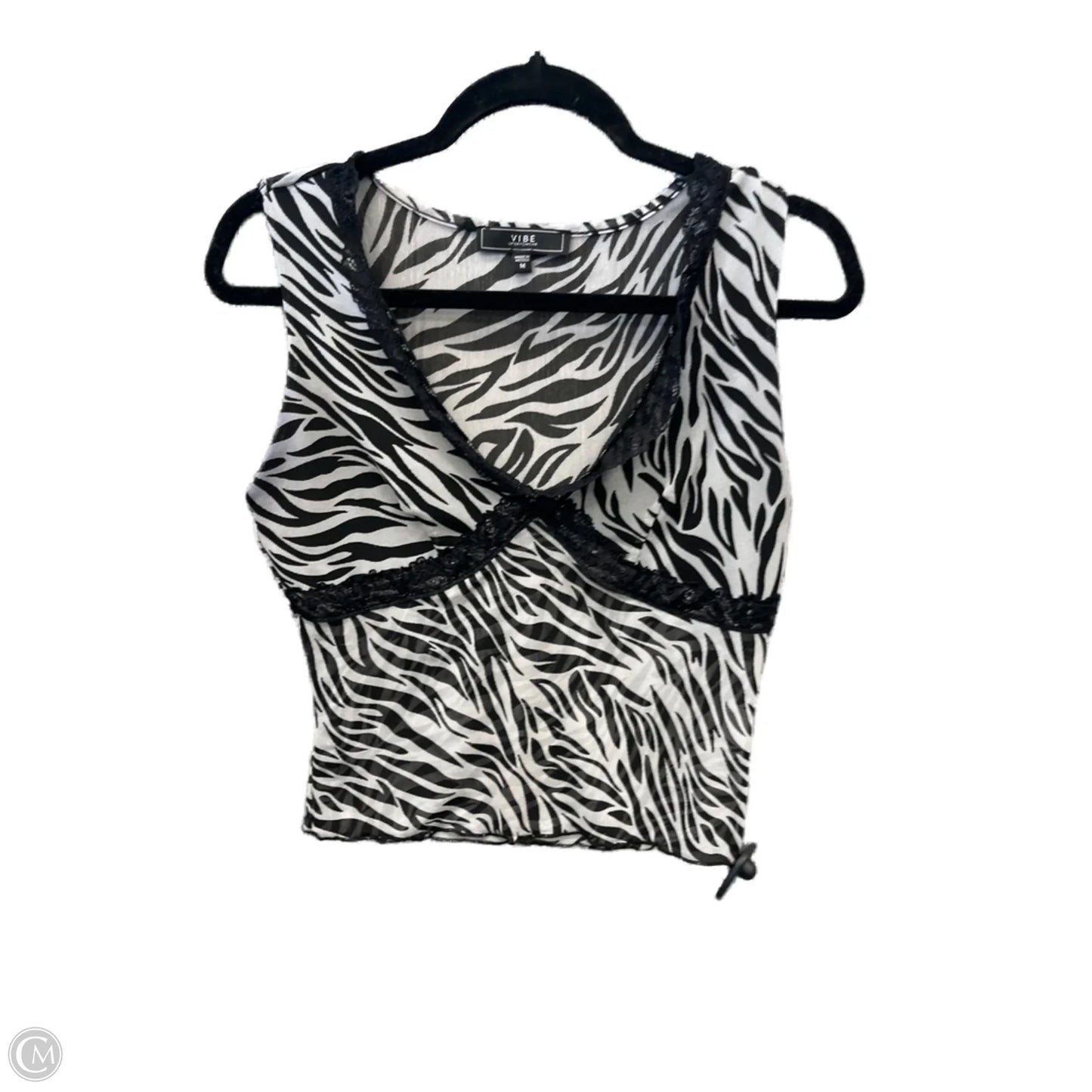 Top Short Sleeve By Vibe In Black & White, Size: M