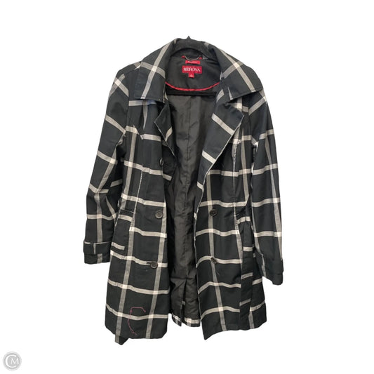 Coat Trench Coat By Merona In Plaid Pattern, Size: L